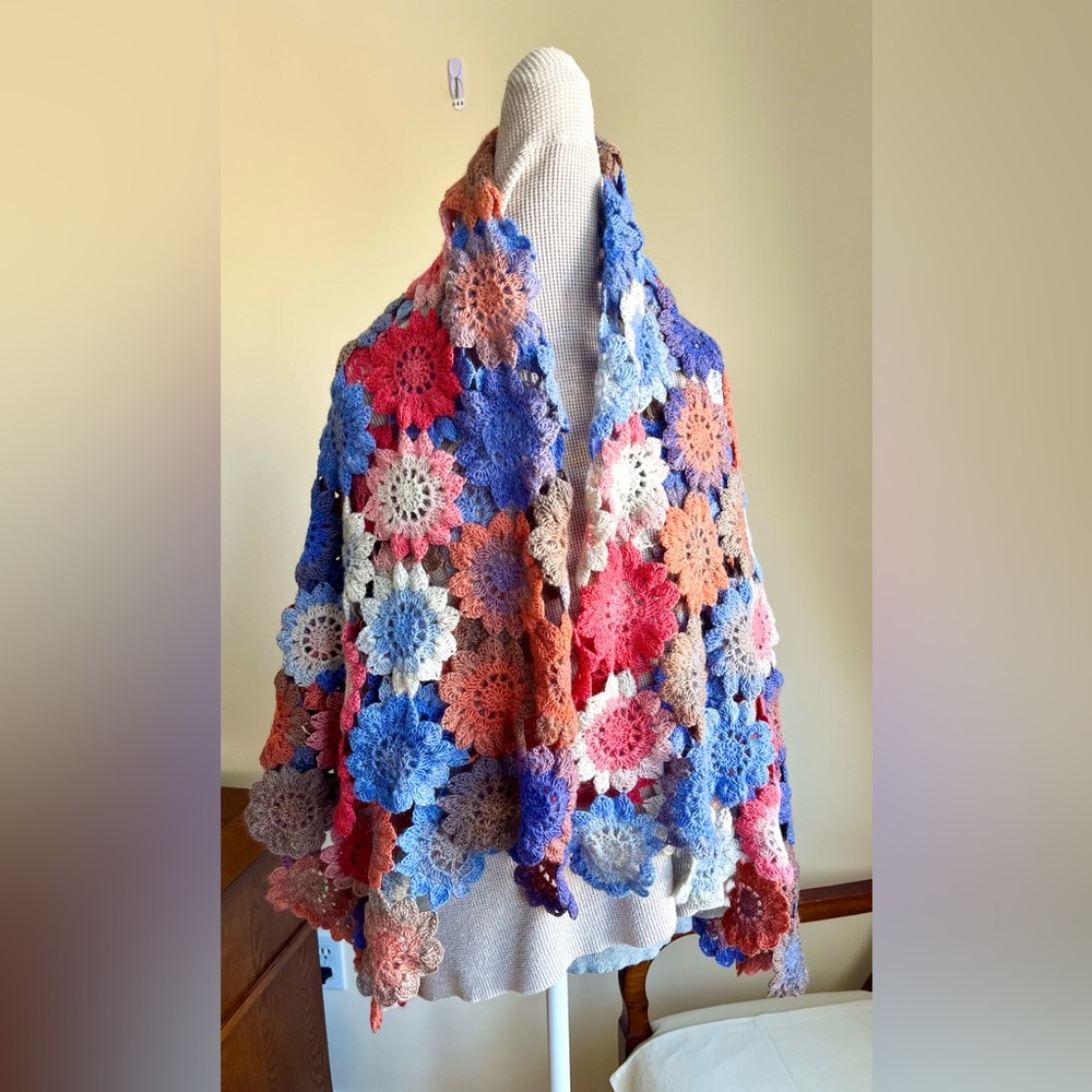Handcrafted Floral Oversized shawl or Thrown